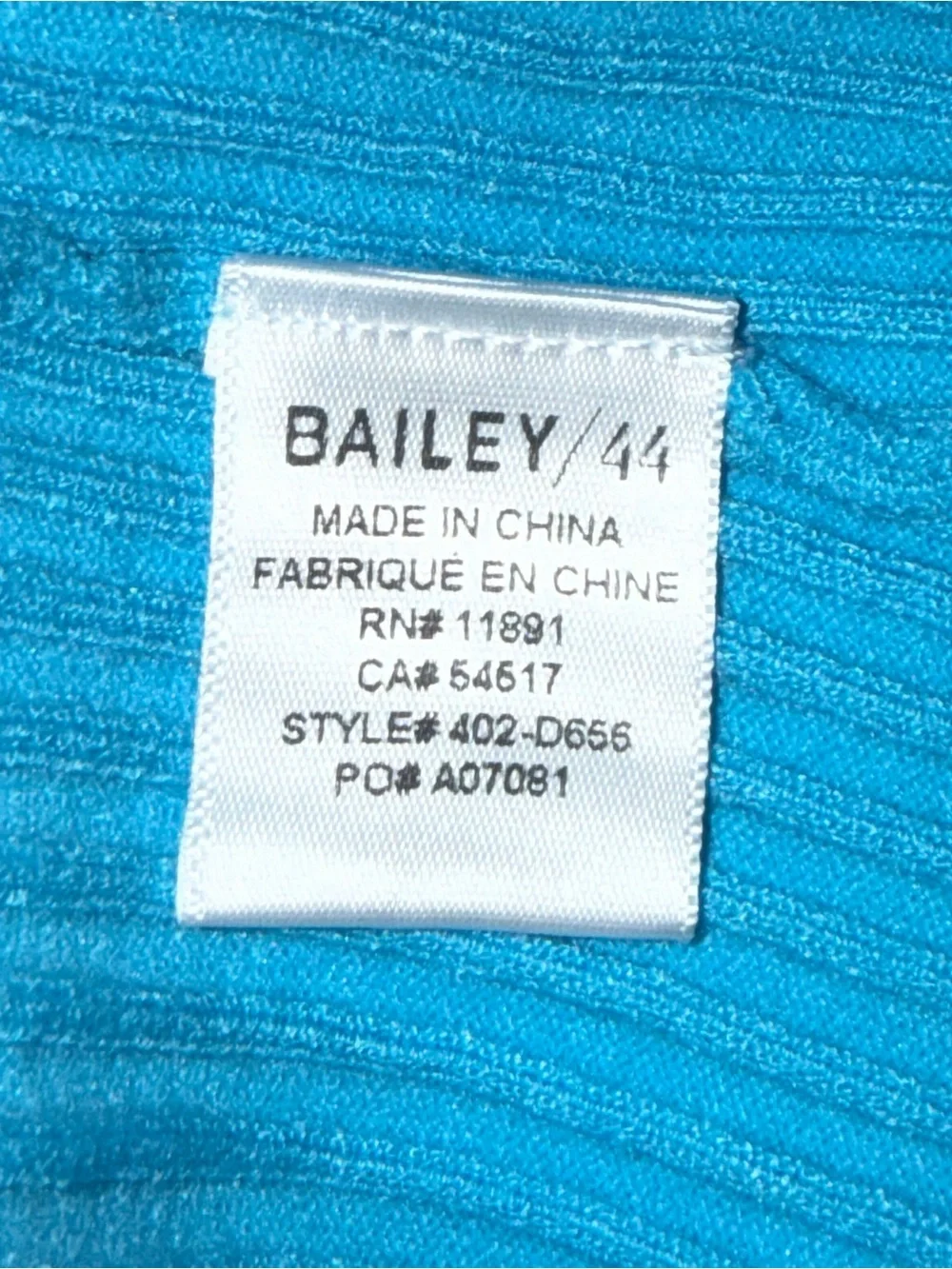NWT Bailey 44 LaPerla  Cut Out TopSweater Aqua Blue Short Sleeve Size S
